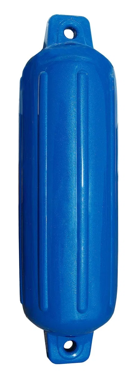 252004 – TAYLOR MADE Boat Fender, Mid Atlantic Blue Ribbed Cylinder 5-1/2 Inch Diameter x 20 Inch Length For 15 Foot ...